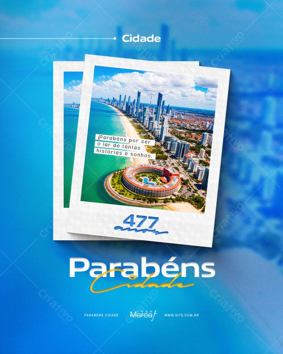 Post Instagram Aniversário Cidade 477 Anos PSD Editável