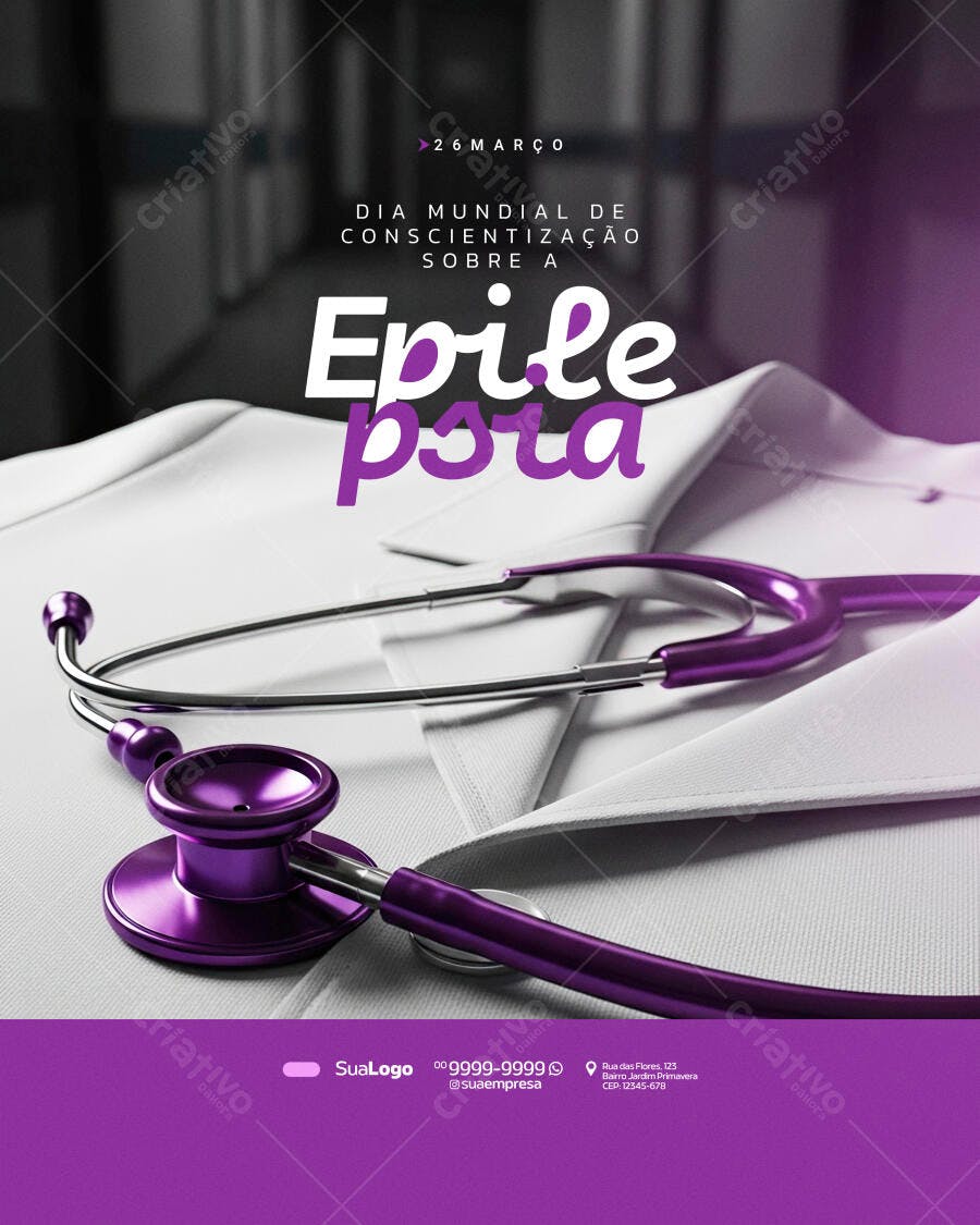 Post Instagram Dia Mundial Conscientização Epilepsia PSD Editável