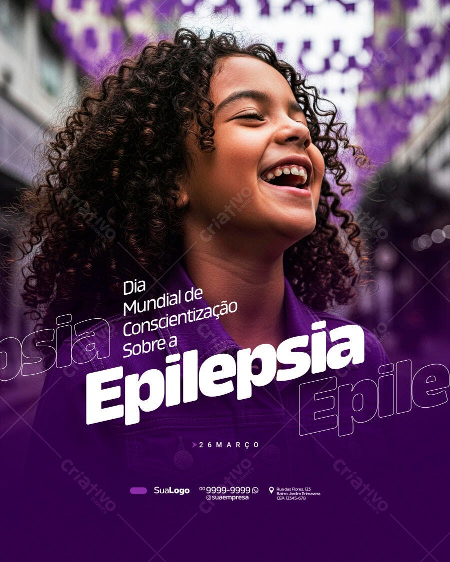 Post Instagram Dia Mundial Conscientização Epilepsia PSD Editável
