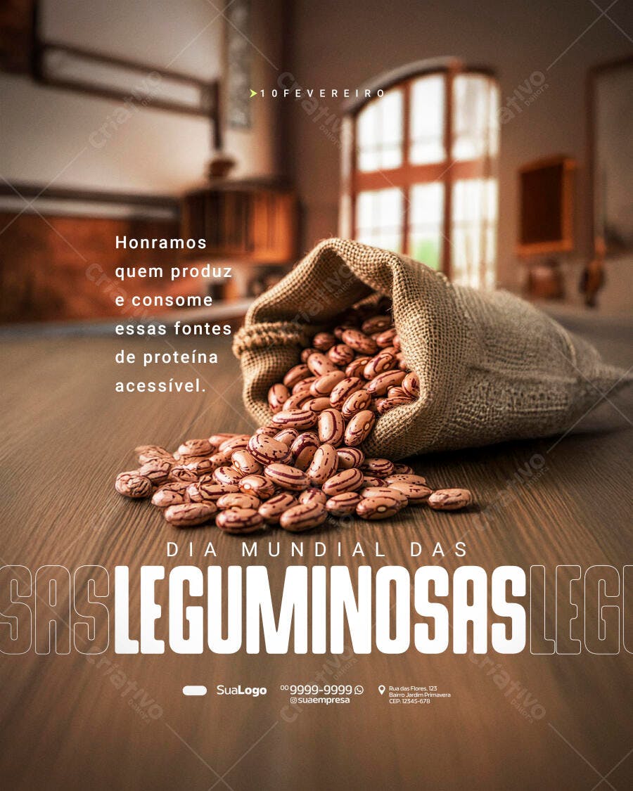 Post Instagram Dia Mundial Leguminosas 10 Fevereiro PSD Editável
