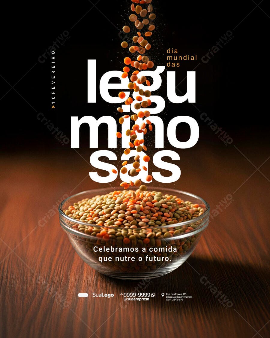 Post Dia Mundial das Leguminosas Alimentação PSD Editável