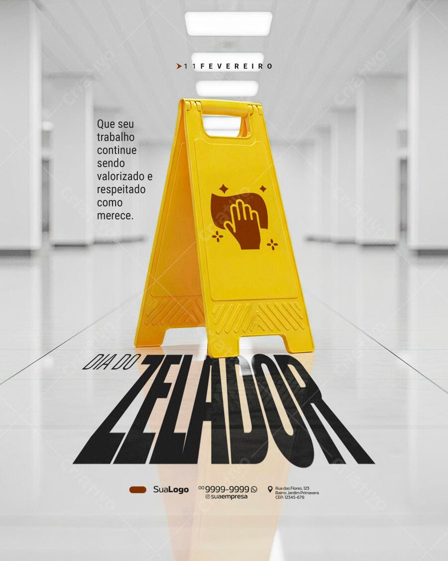 Post Instagram Dia do Zelador 11 de Fevereiro PSD Editável