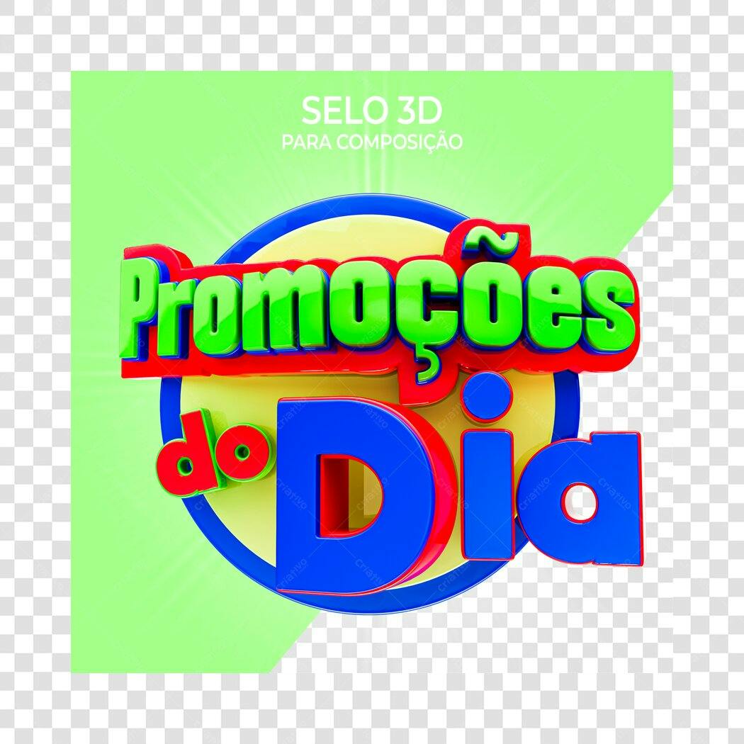 Selo 3D Promoções do Dia Colorido PNG Transparente