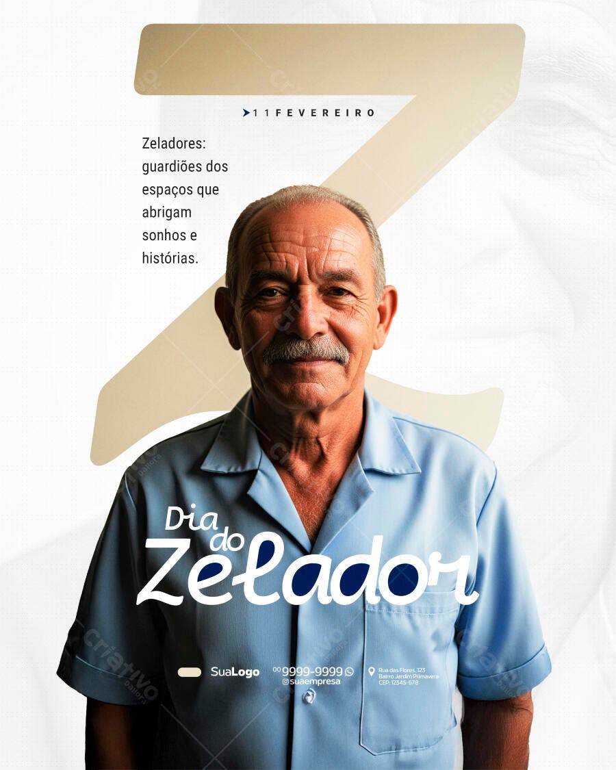 Post Dia do Zelador 11 de Fevereiro PSD Editável