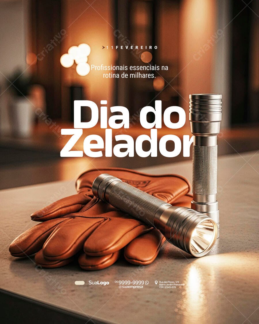 Post Instagram Dia do Zelador 1 de Fevereiro PSD Editável