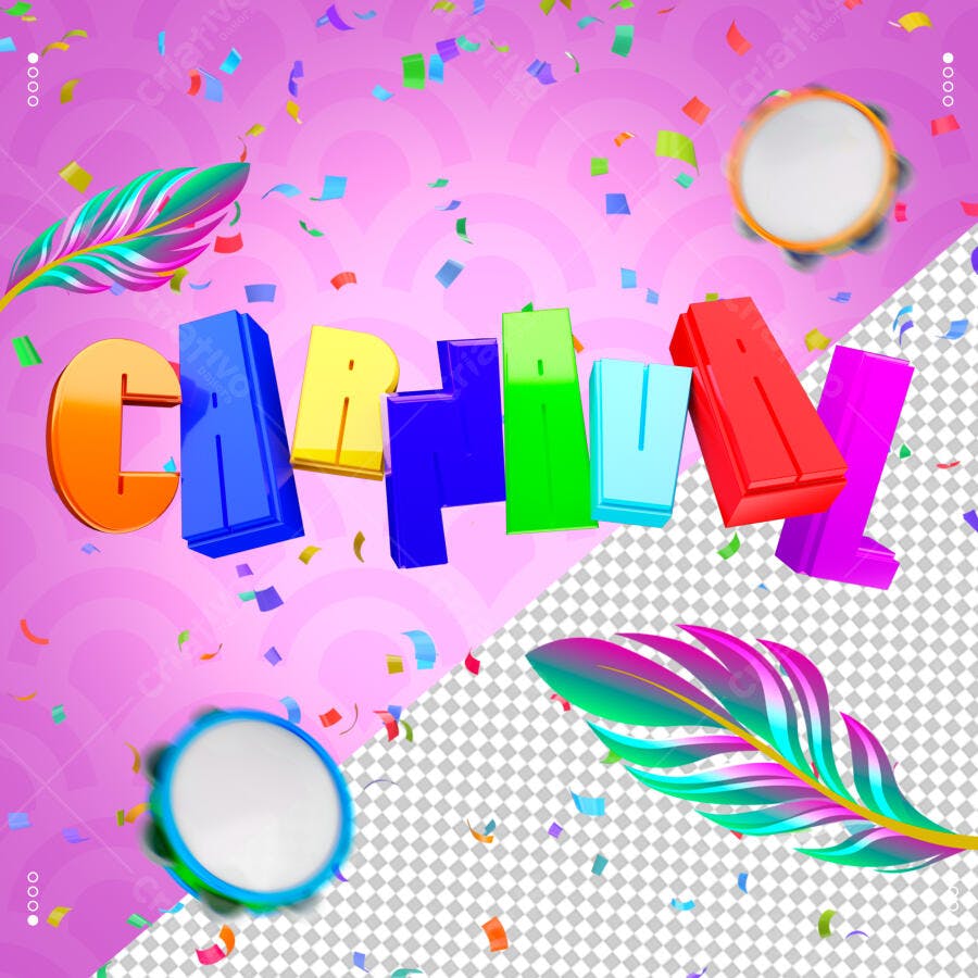Carnaval Post Instagram Cores Vibrantes PSD Editável