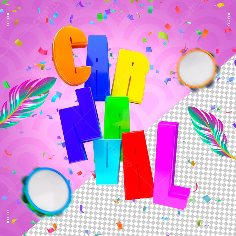 Post Instagram Carnaval Confetes Coloridos PSD Editável