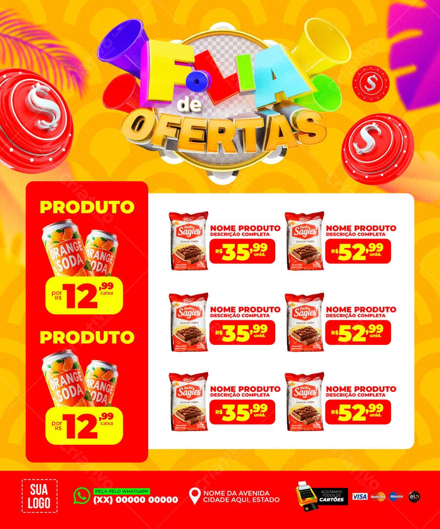 Flyer Feirão de Ofertas Supermercado PSD Editável