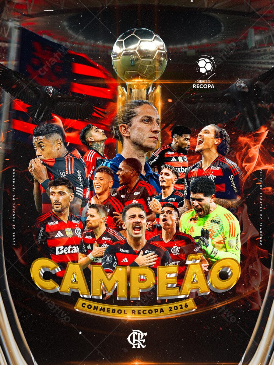 Post Instagram Flamengo Campeão Recopa PSD Editável
