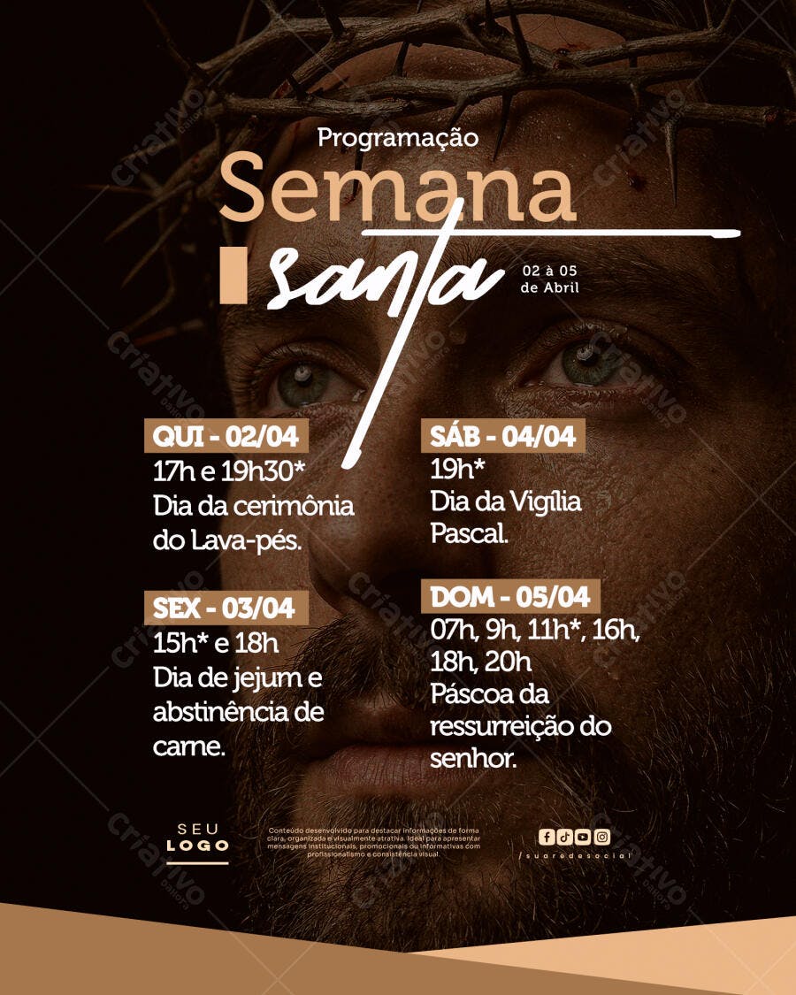 Flyer Semana Santa Páscoa Igreja PSD Editável