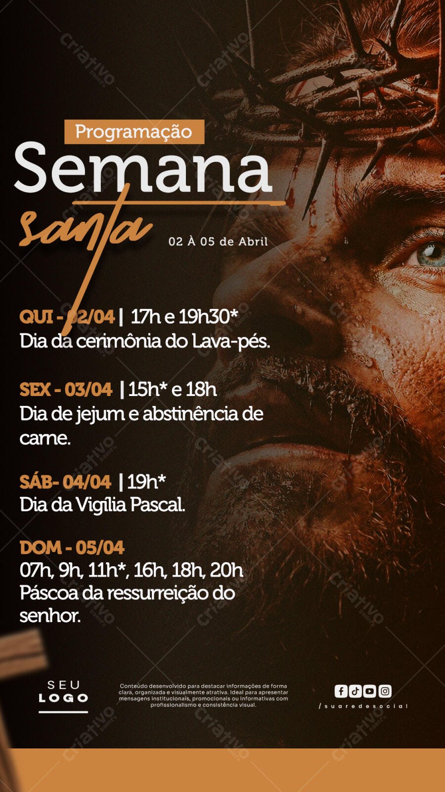 Post Semana Santa Páscoa Programação PSD Editável