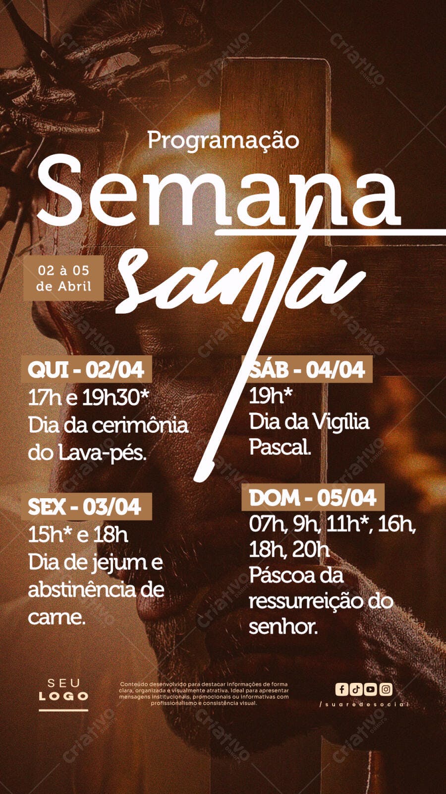 Story Semana Santa Programação Igreja PSD Editável