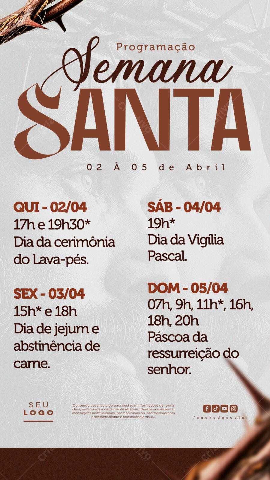 Post Semanana Santa Programação Abril PSD Editável