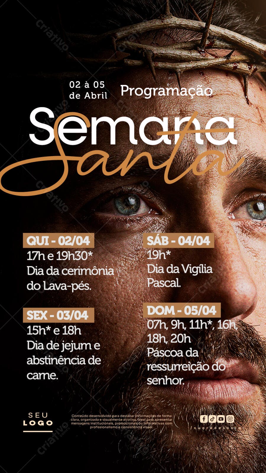 Story Instagram Seman Santa Páscoa Programação PSD Editável
