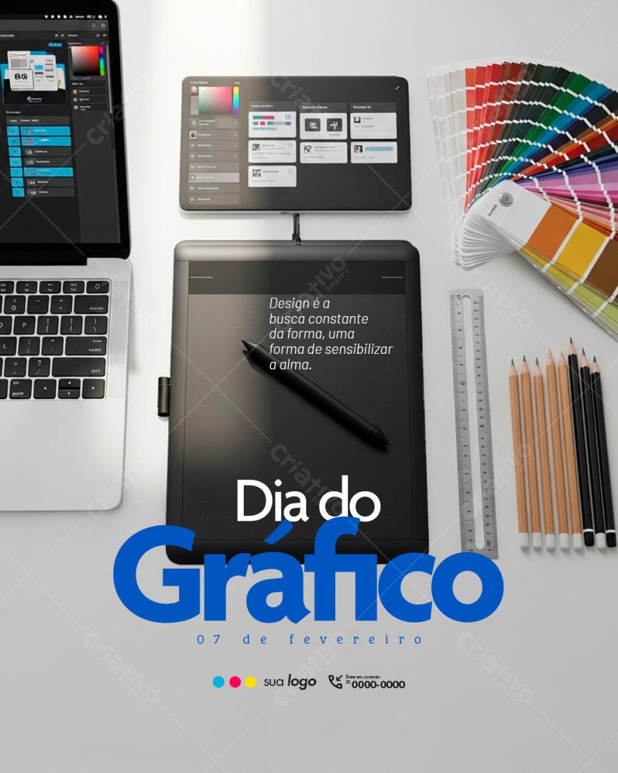Post Dia do Gráfico 7 de Fevereiro PSD Editável