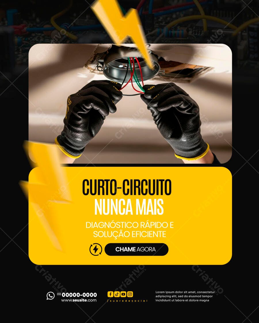 Post Instagram Eletricista Manutenção Elétrica PSD Editável