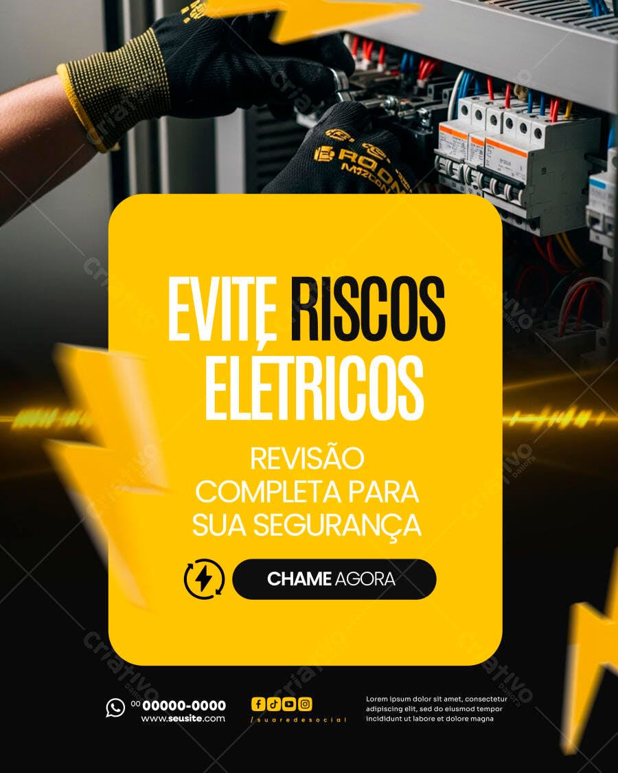 Post Instagram Eletricista Manutenção Elétrica PSD Editável