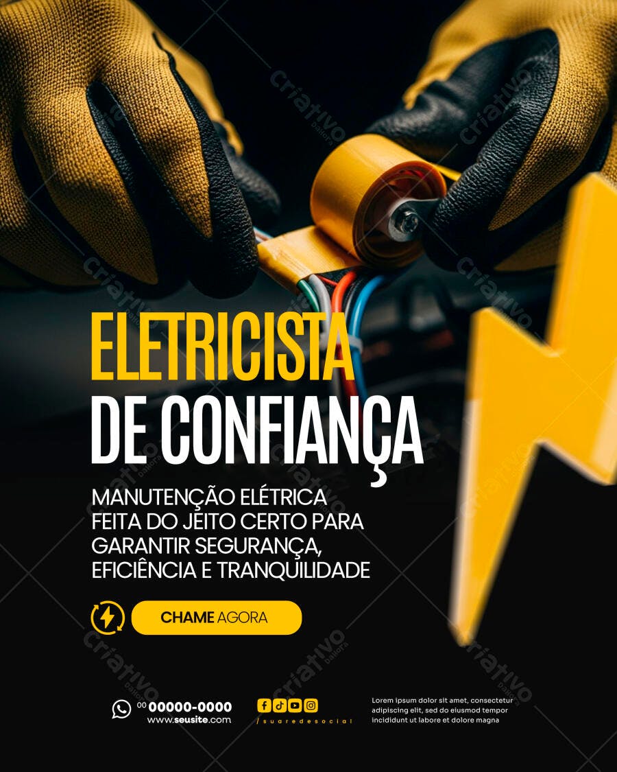 Flyer Eletricista Manutenção Elétrica PSD Editável