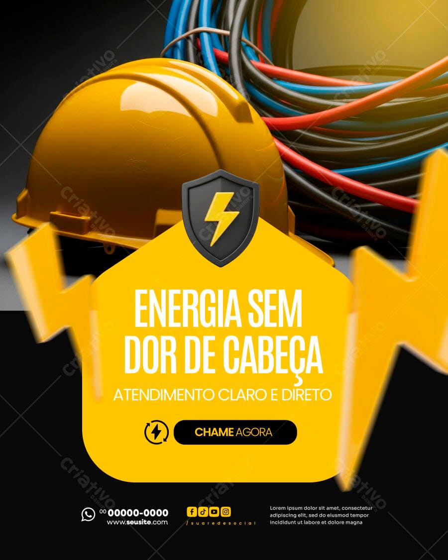 Post Instagram Eletricista Manutenção Elétrica PSD Editável