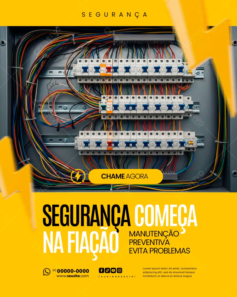 Post Instagram Eletricista Manutenção Elétrica PSD Editável