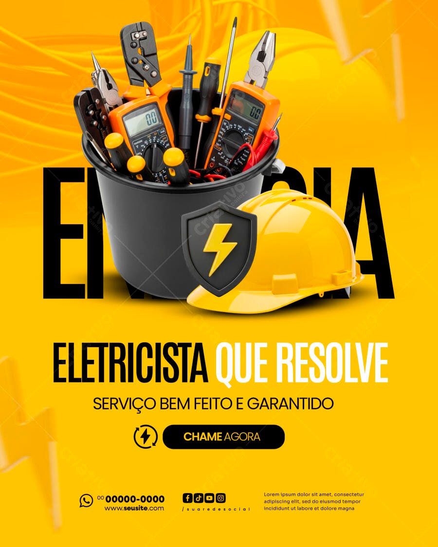 Flyer Eletricista Serviço Elétrico PSD Editável