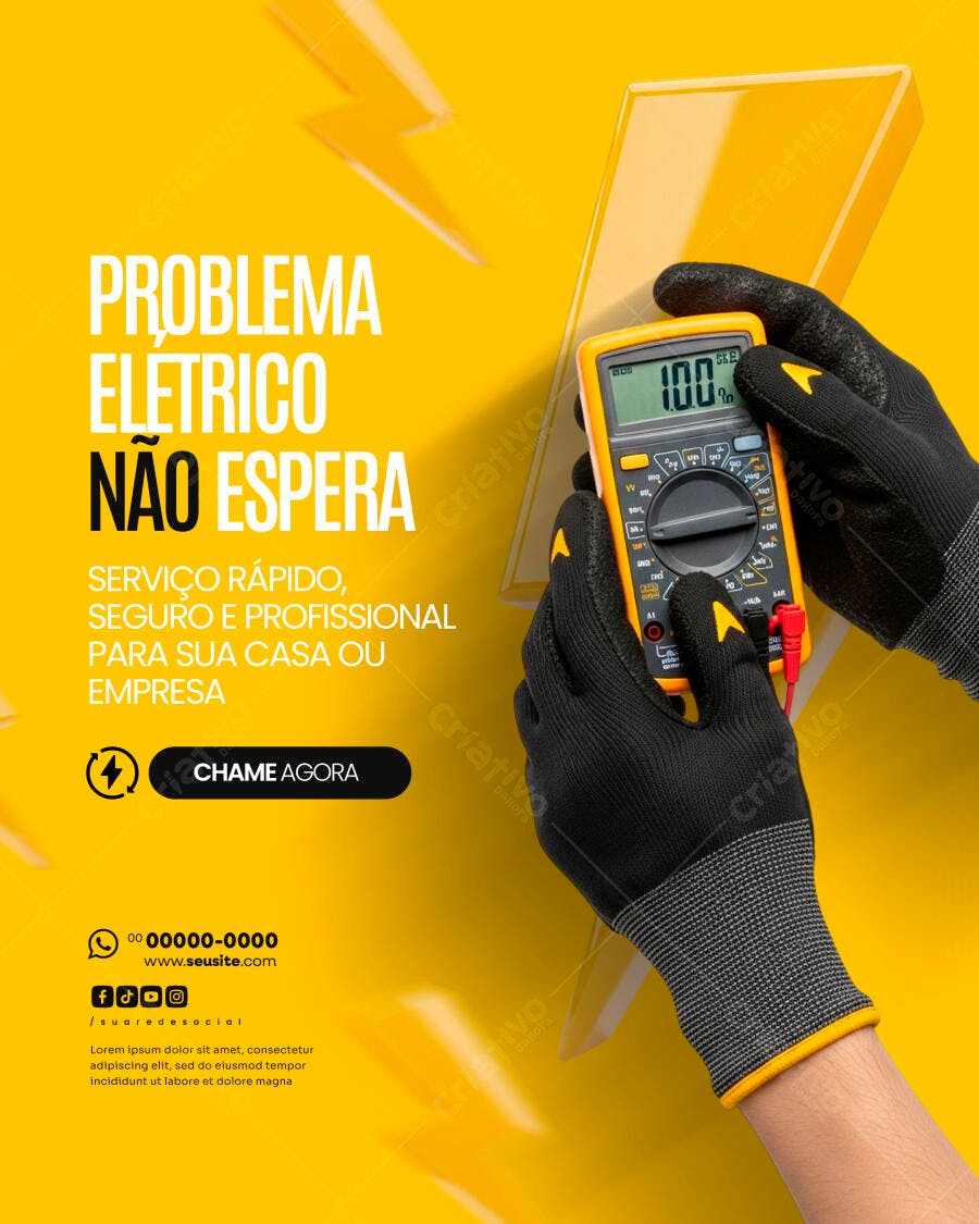 Post Instagram Eletricista Serviço Elétrico PSD Editável