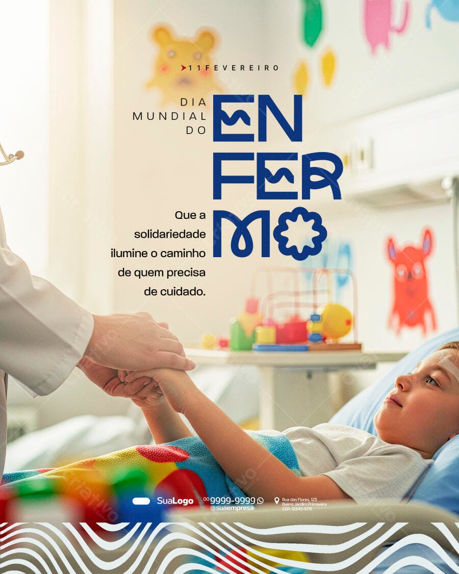 Post Dia Mundial do Enfermo Saúde Hospitalar PSD Editável