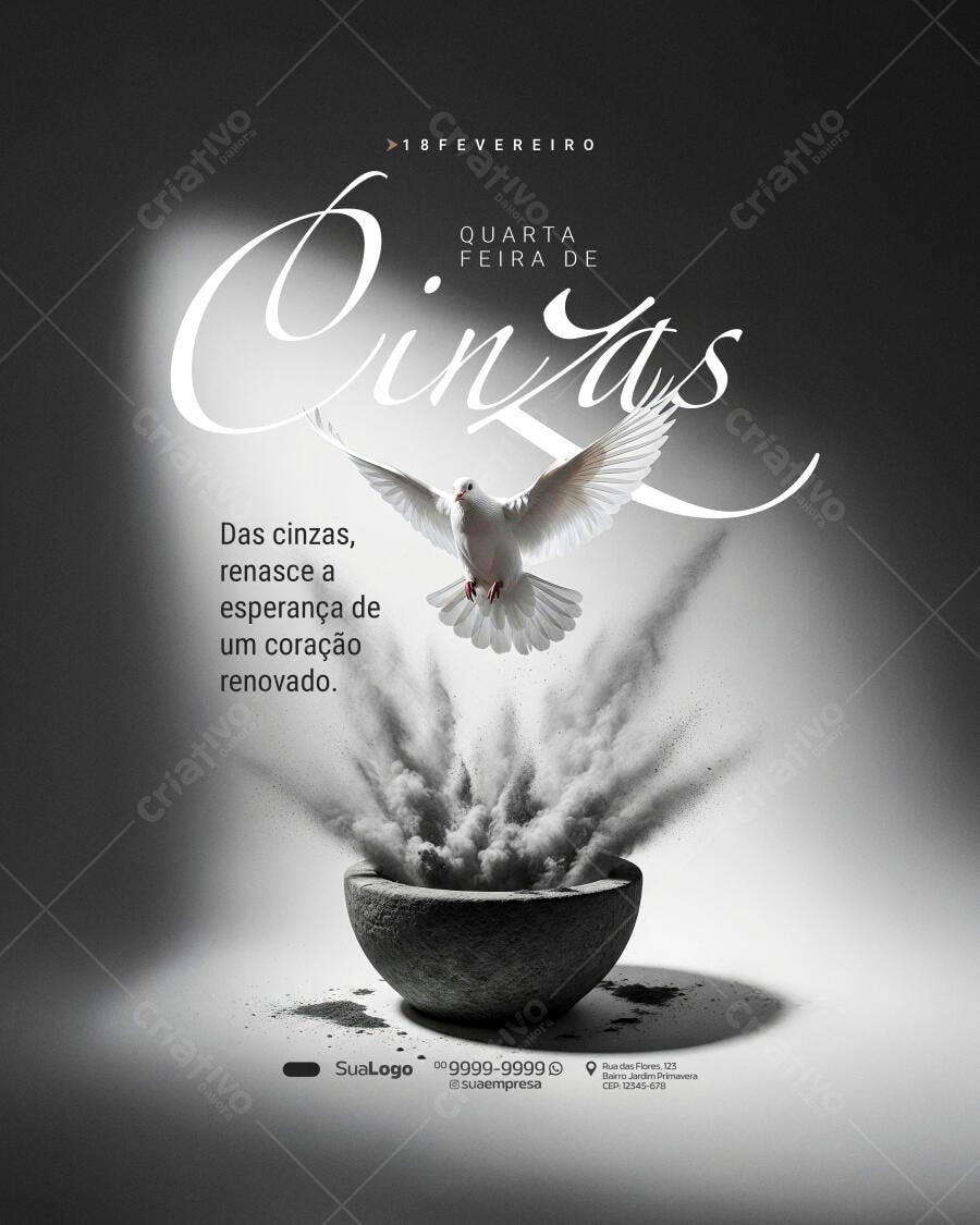 Post Instagram Quarta-feira de Cinzas PSD Editável