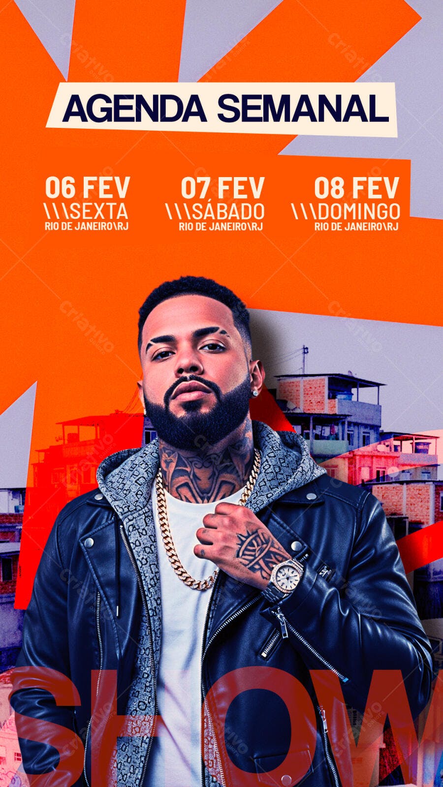 Story Instagram Agenda Semanal Show Fevereiro PSD Editável