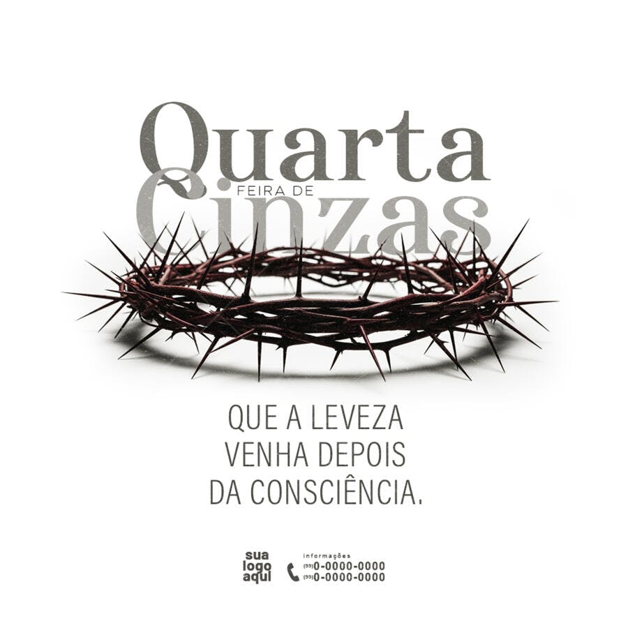 Post Quarta-feira de Cinzas Coroa de Espinhos PSD Editável
