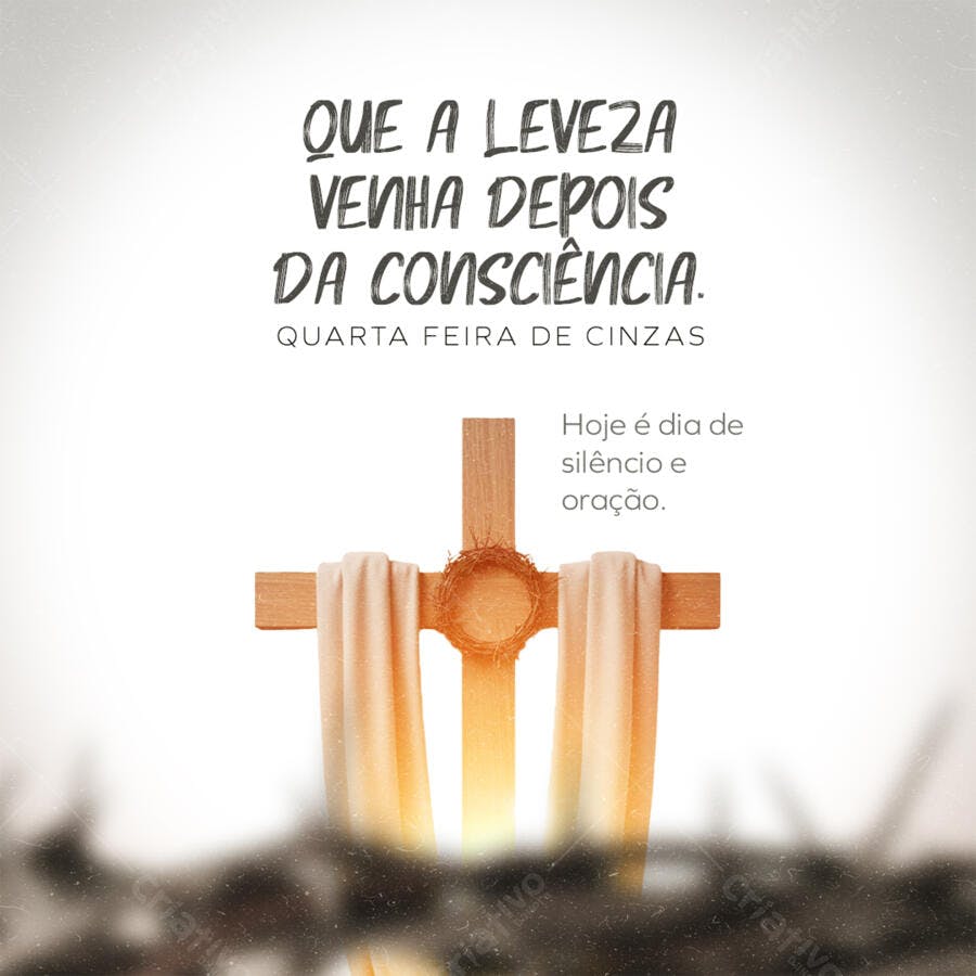 Post Quarta-feira de Cinzas Cruz Cristã PSD Editável