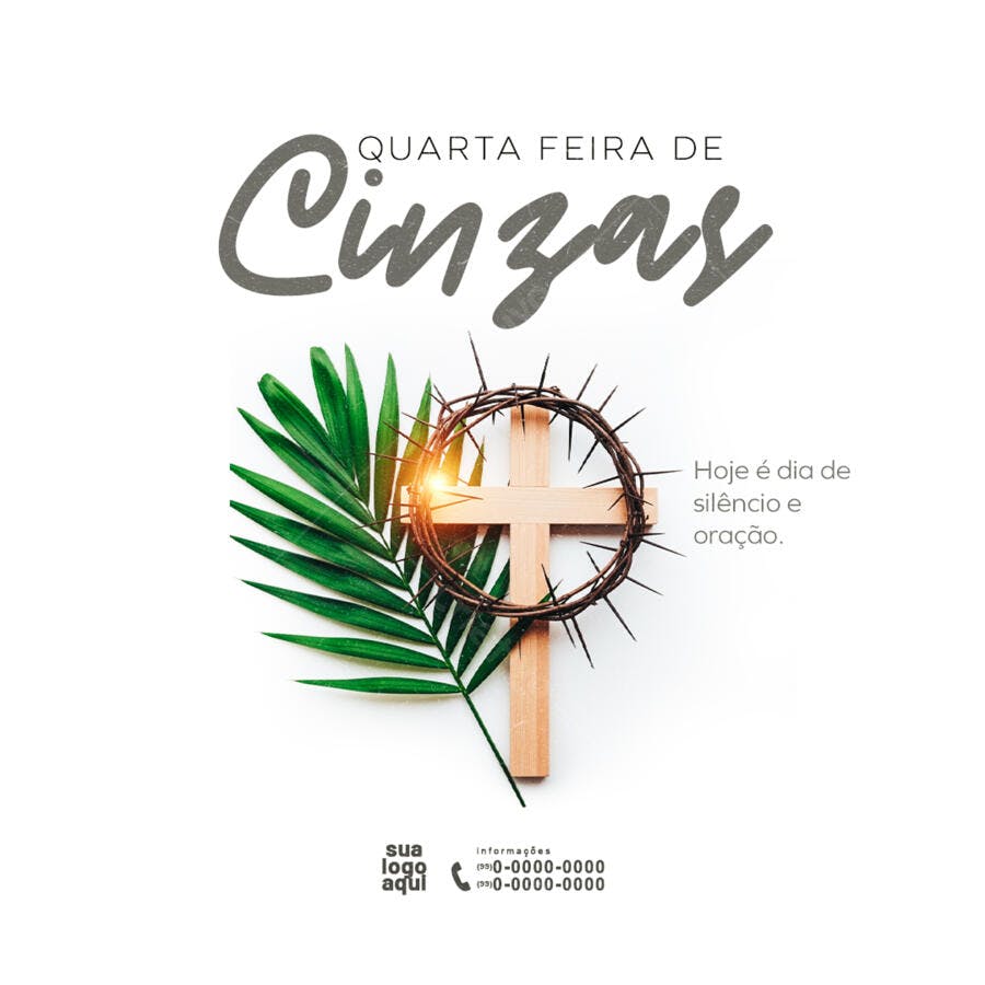 Post Quarta-feira de Cinzas Religioso PSD Editável