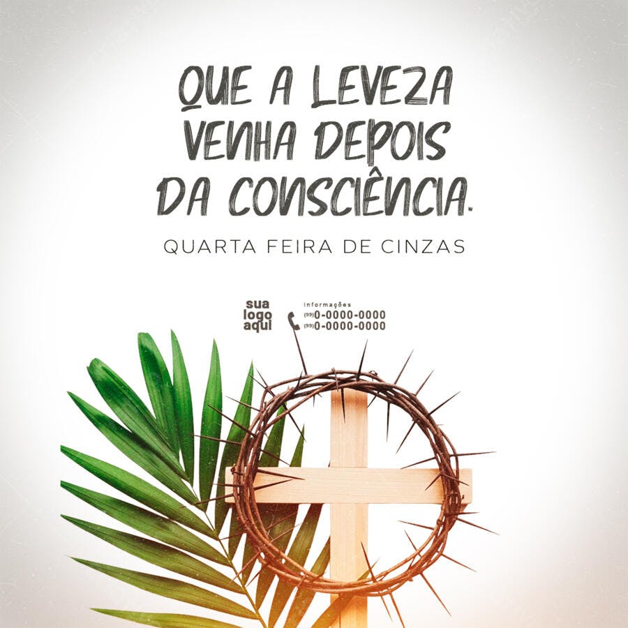 Post Quarta-feira de Cinzas Páscoa PSD Editável
