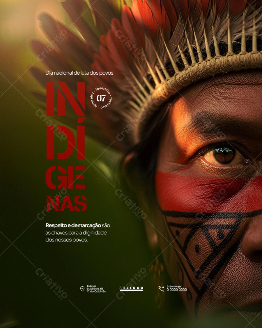 Post Dia Nacional Luta Povos Indígenas PSD Editável