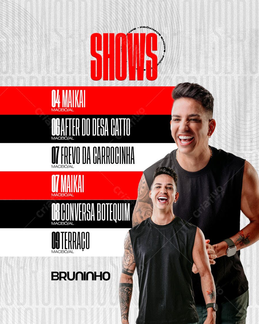 Flyer Shows Eventos Música Bruninho PSD Editável