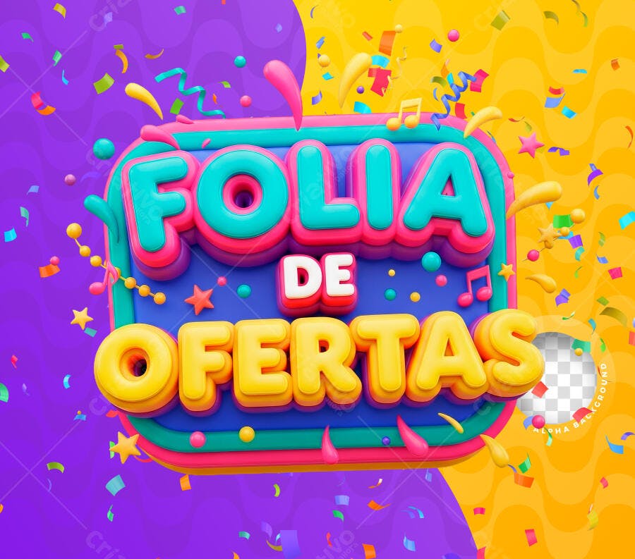 Badge 3D Folia de Ofertas Colorido PNG Transparente