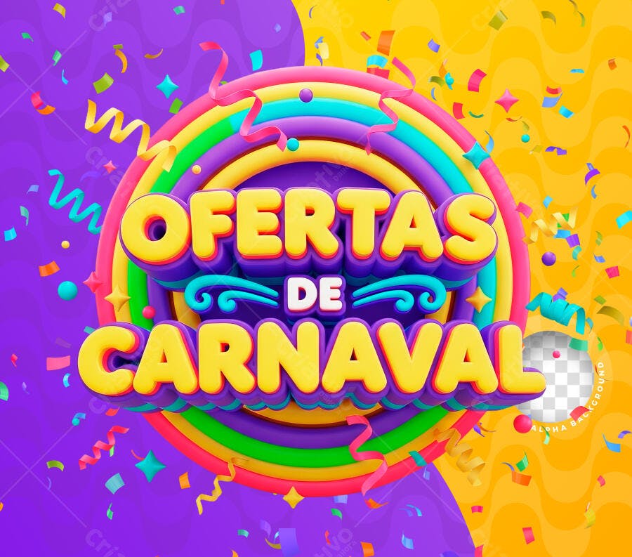 Selo 3D Ofertas de Carnaval Colorido PNG Transparente