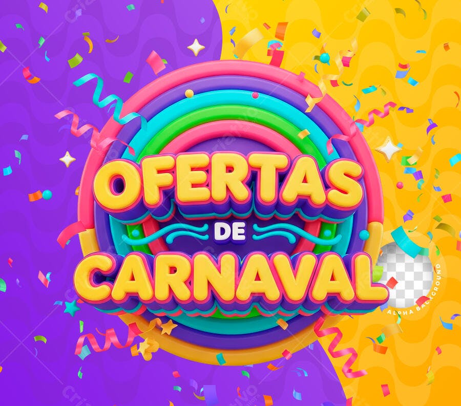 Badge 3D Ofertas de Carnaval Colorido PNG Transparente