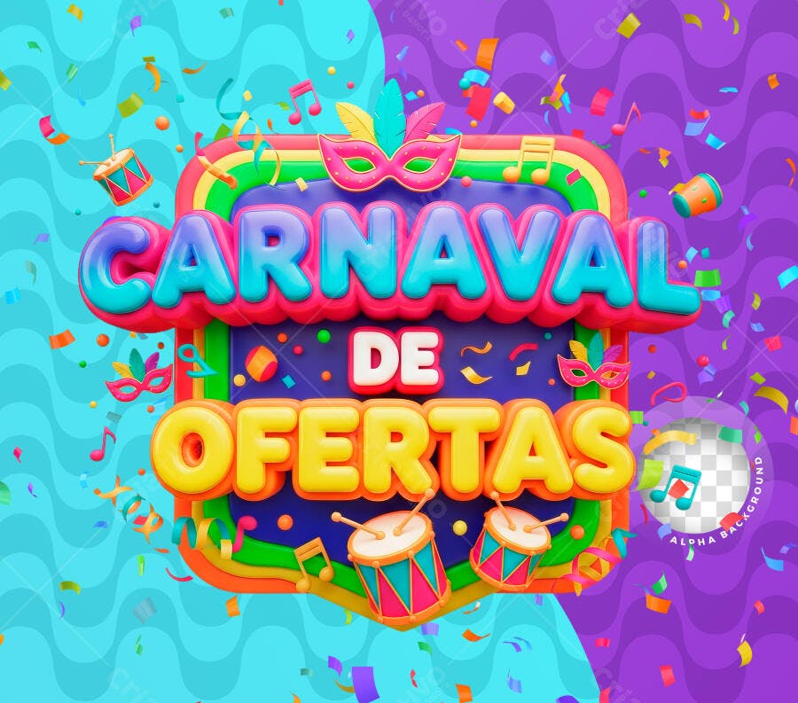 Badge 3D Carnaval de Ofertas Colorido PNG Transparente