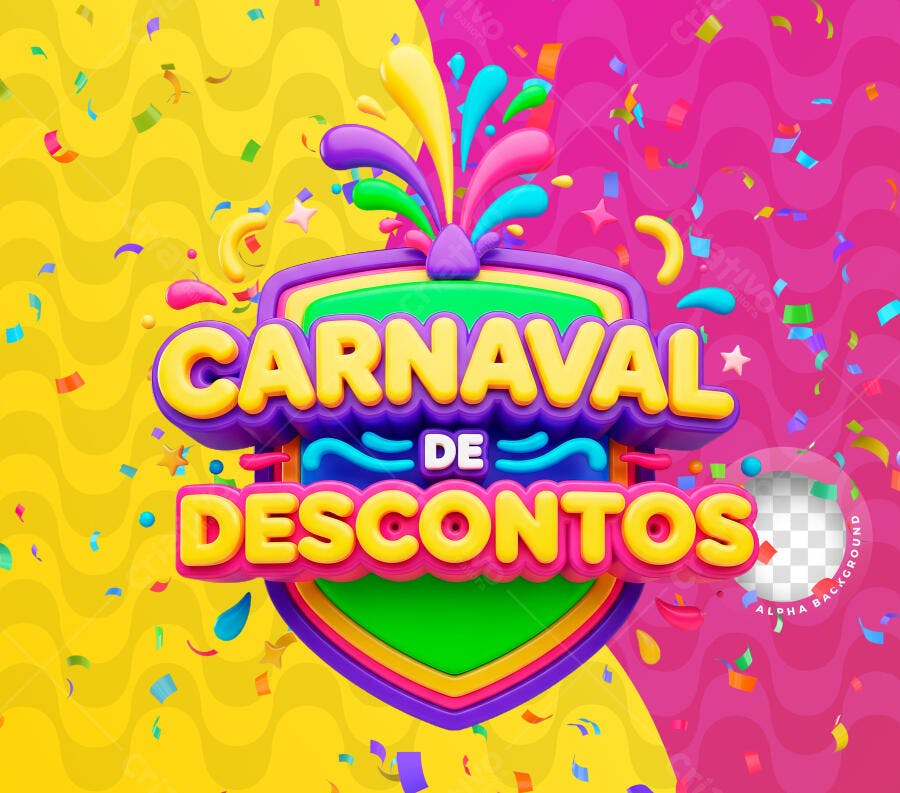Selo 3D Carnaval de Descontos Colorido PNG Transparente