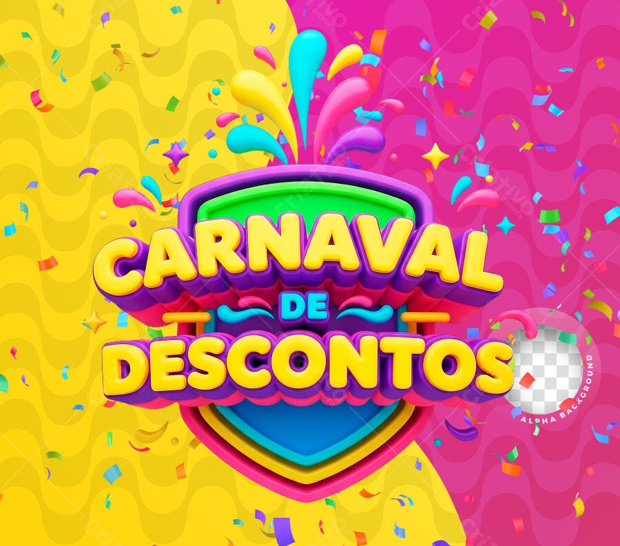 Selo 3D Carnaval de Descontos Colorido PNG Transparente