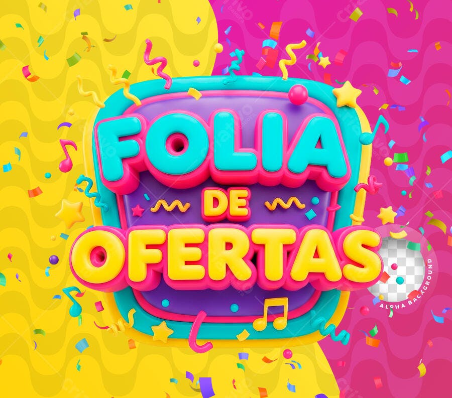 Selo 3D Folia de Ofertas Colorido PNG Transparente