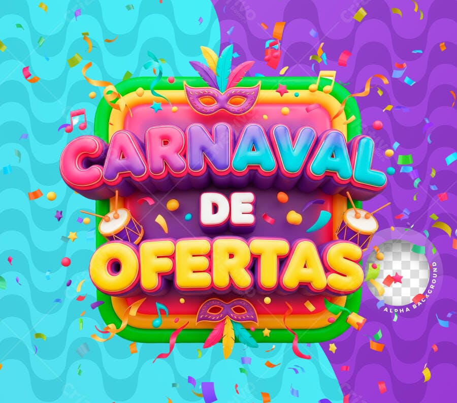 Selo 3D Carnaval de Ofertas Colorido PNG Transparente