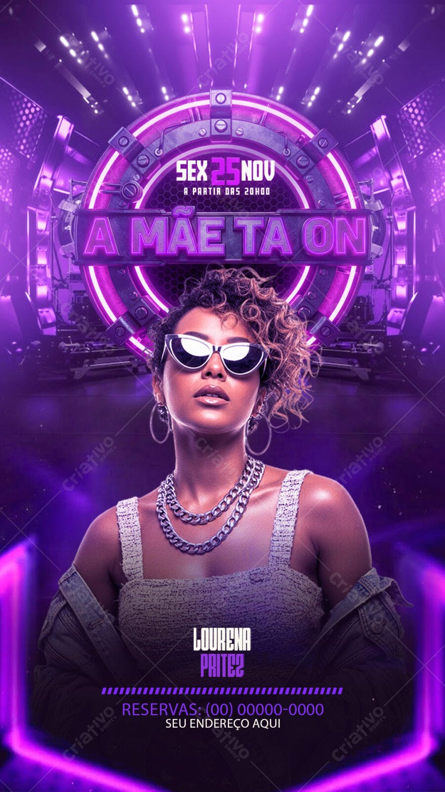 Flyer Festa Balada Neon Novembro PSD Editável