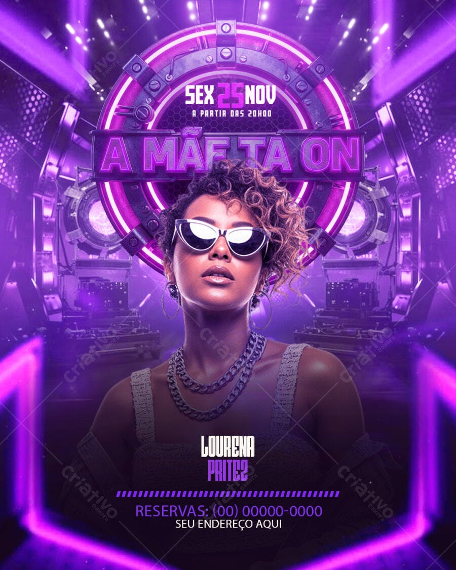 Flyer Festa Balada Noturna Novembro PSD Editável