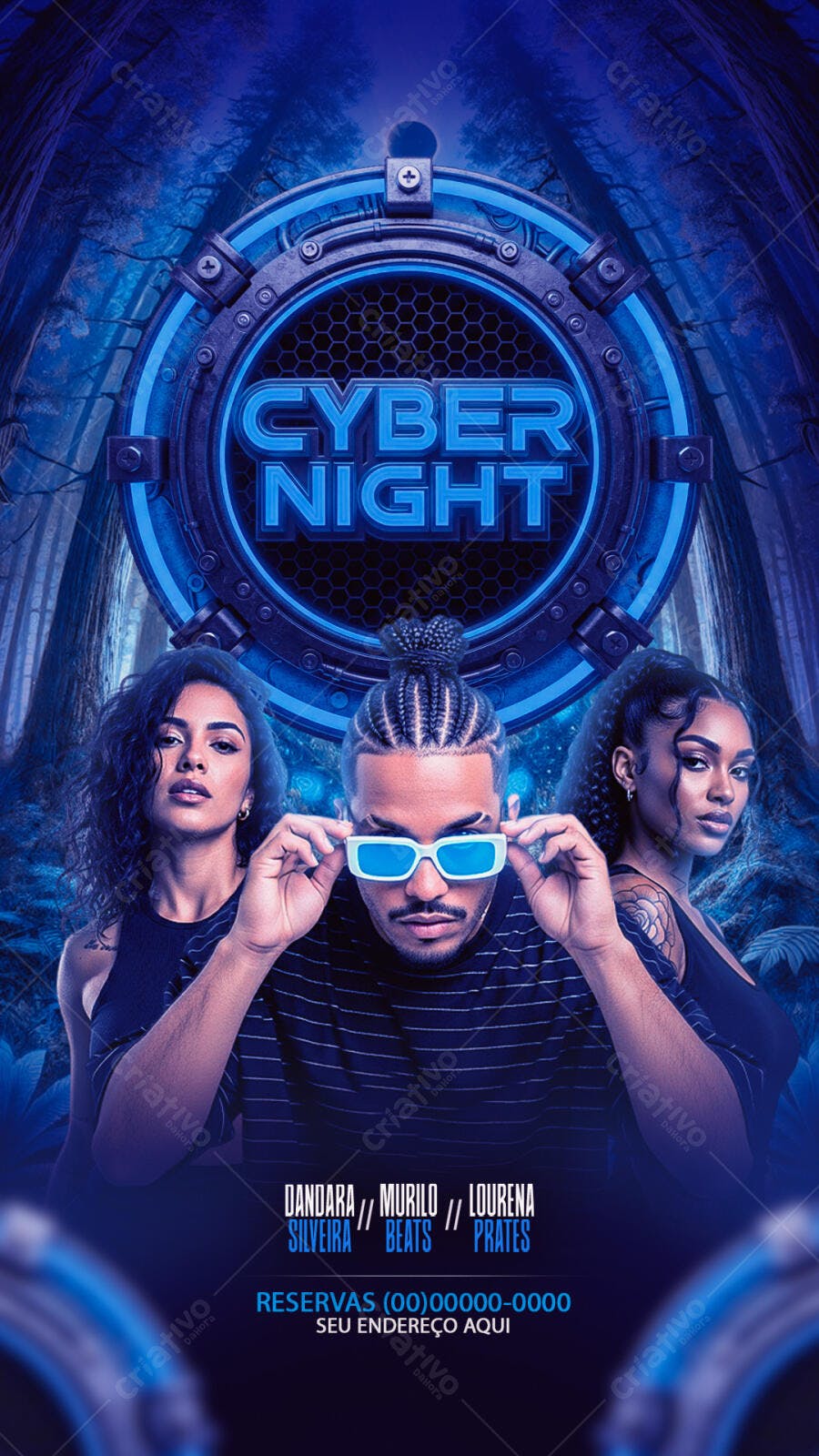 Flyer Cyber Night Festa Balada PSD Editável