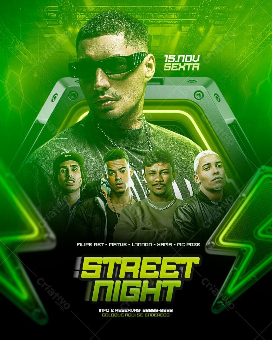 Flyer Festa Street Night Novembro PSD Editável