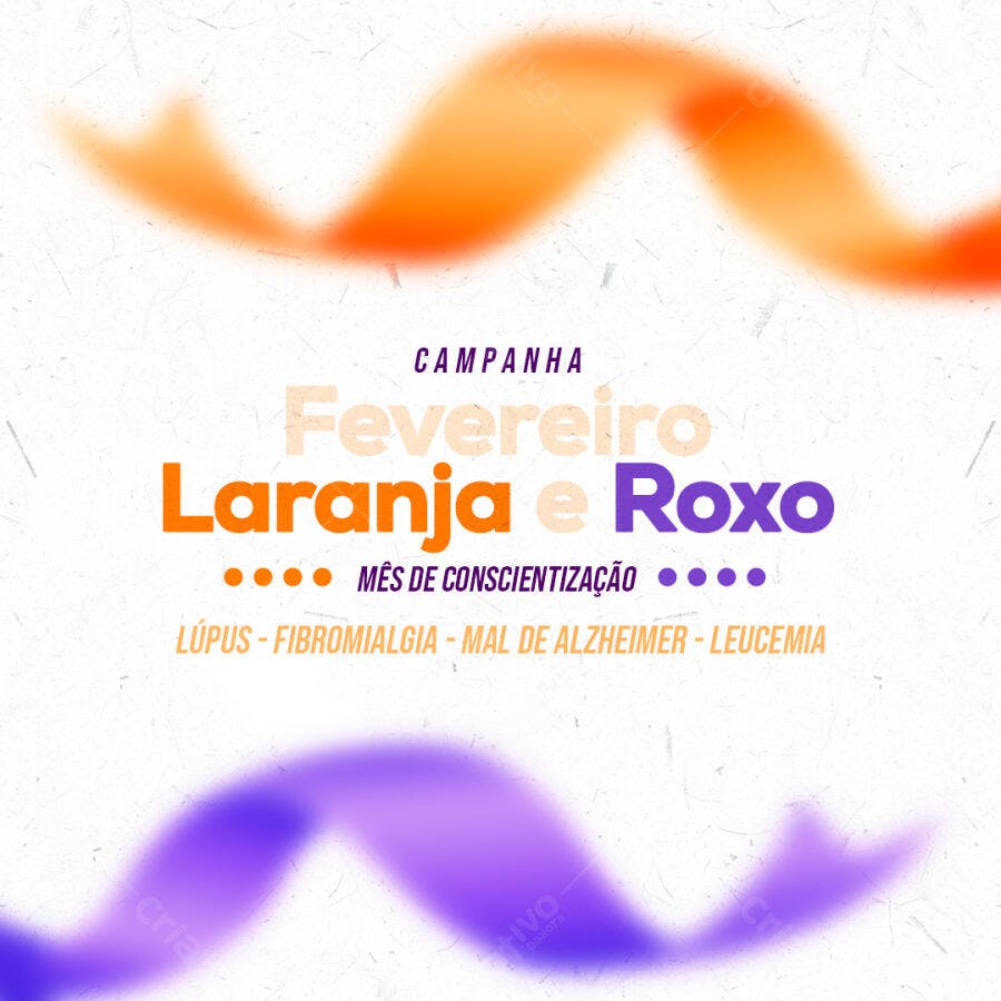 Post Fevereiro Laranja e Roxo Conscientização PSD Editável