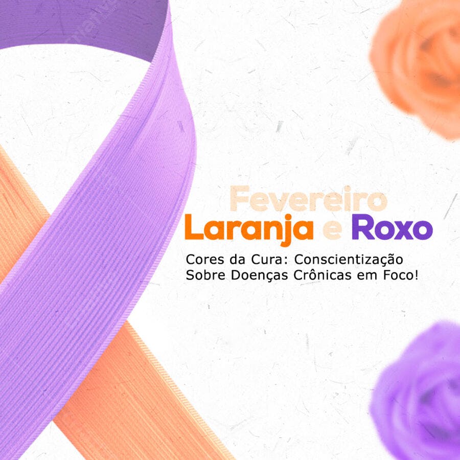 Post Fevereiro Laranja Roxo Conscientização PSD Editável