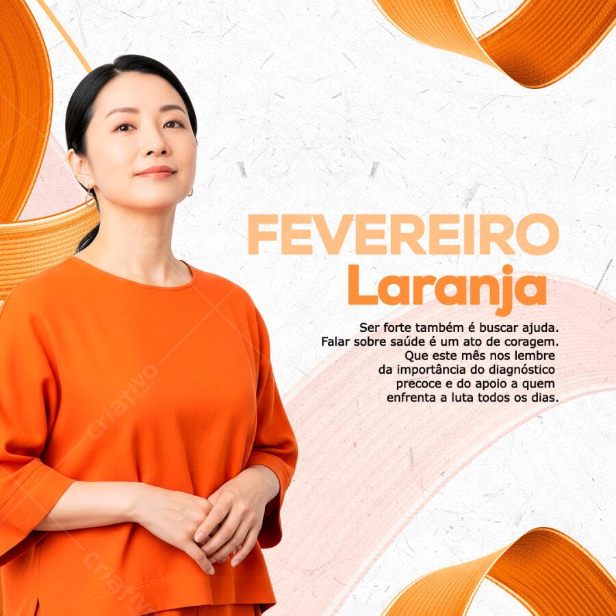 Post Fevereiro Laranja Conscientização Saúde PSD Editável